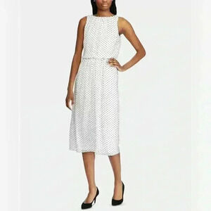 American Living Womens 4 Polka-Dot Sleeveless Chiffon Dress White/Black
